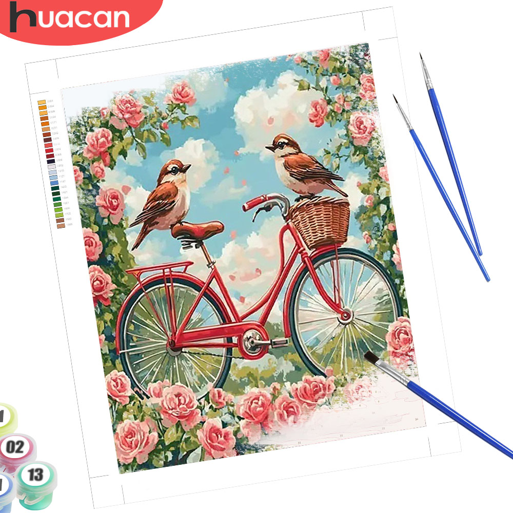 Art And Craft Numbers - HUACAN Diy Painting By Number Bicycle