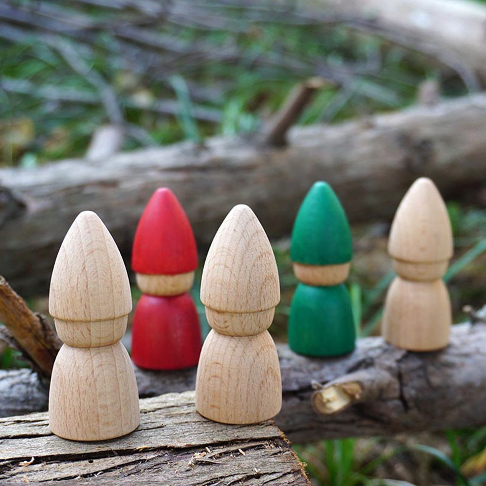 Art Craft Decoration - 6Pcs Wooden Peg People Unpainted DIY