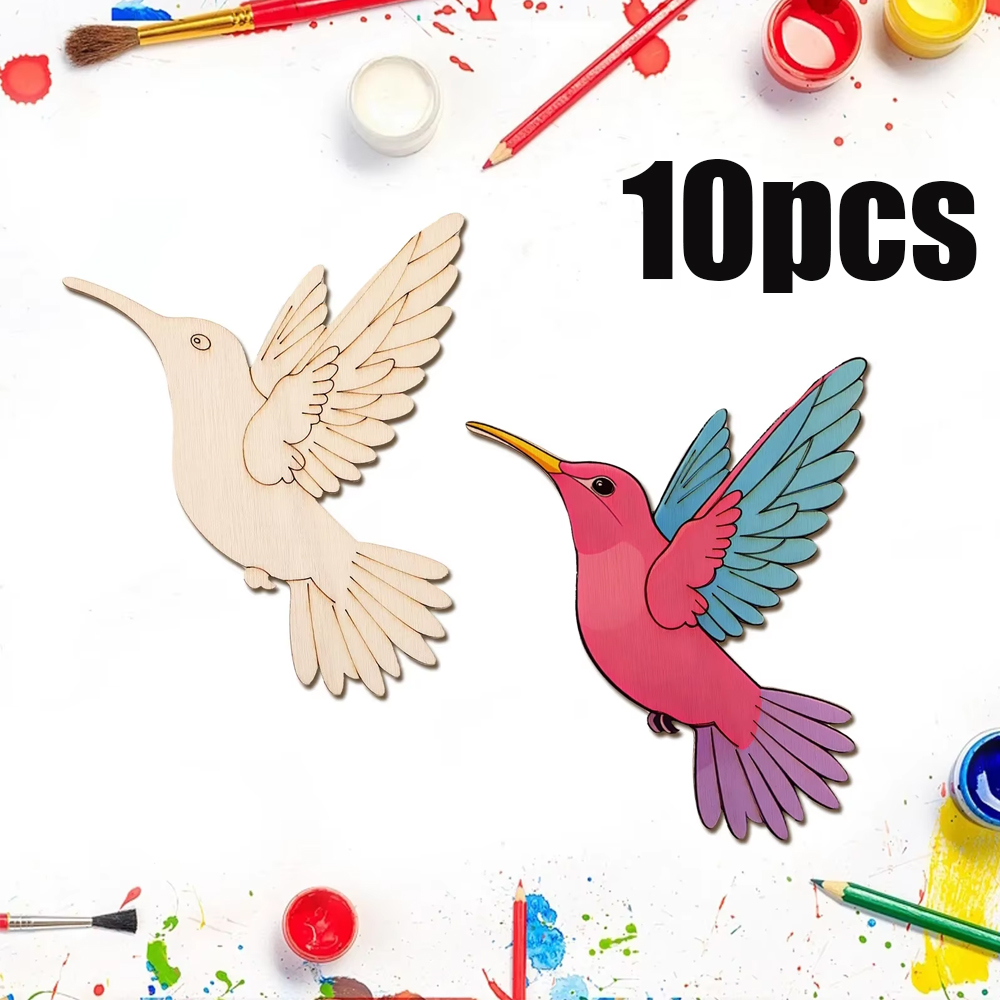 Art Craft Decoration - 10pcs Unfinished Wood Animal Bird Cutouts,Wooden