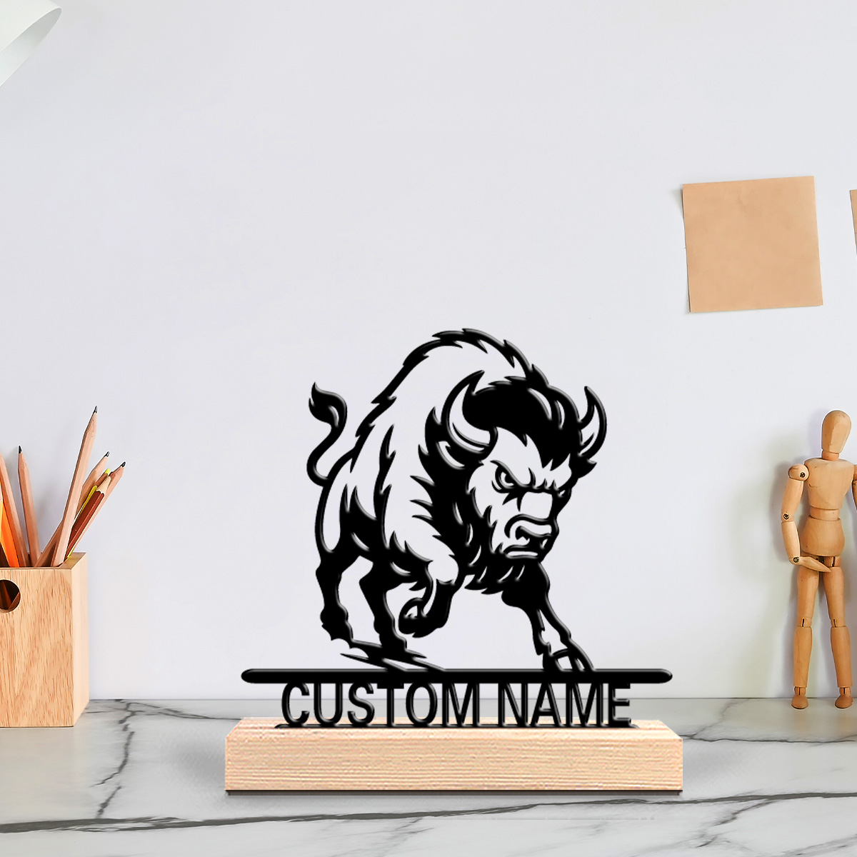 Art Craft Decoration - 1pc Minimalist lion Customizable Text Metal