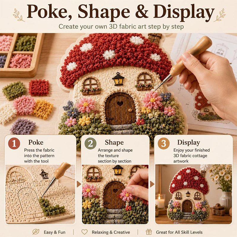 3D Mushroom House Poke Art DIY - огляд і ціна Art Craft Decoration