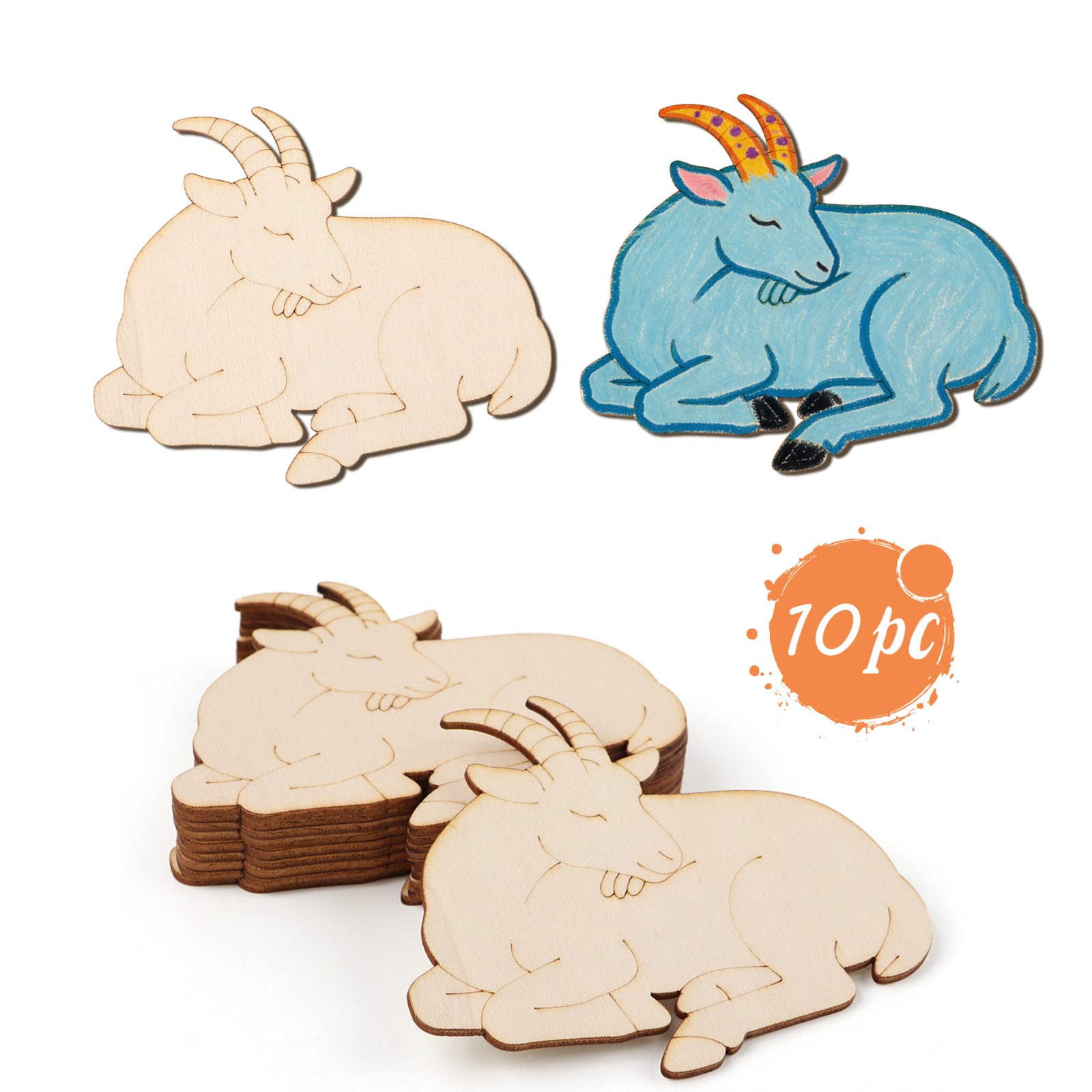 10pcs/set Unfinished Wood Shee - огляд і ціна Art Craft Decoration
